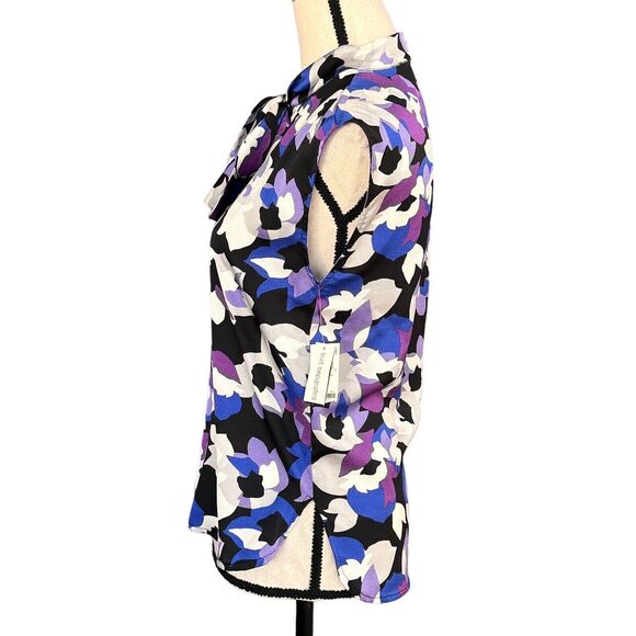 Bar III XX-Small Top Floral Sleeveless V-Neck Tie Keyhole Neck Lightweight New - Picture 5 of 8